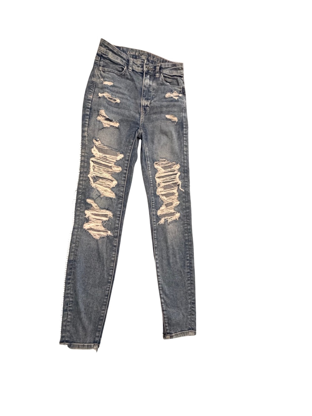 American Age Distressed Skinny Jeans - Faded Blue